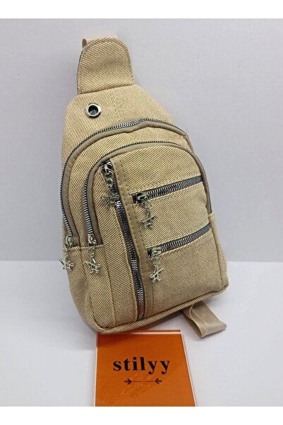 stilyy Multi-Compartment Unisex Crossbody Beige Bag