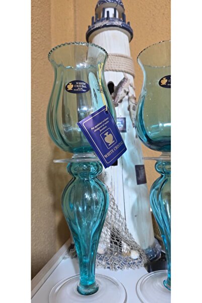 MURANO Italian Stamped White Cristal Candlestick Set 38 cm Size