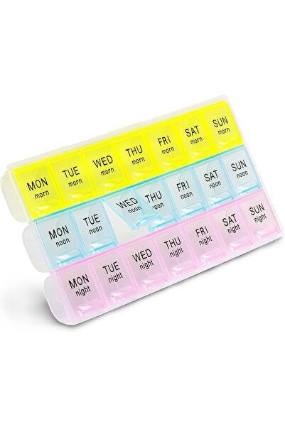 Beytor منظم حبوب لمدة 7 أيام - 3 مرات يوميًا، صندوق حبوب سفر يحتوي على 21 حجرة