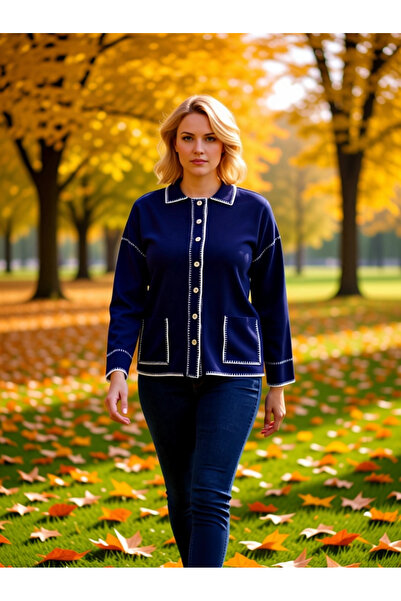 BENERLY Γυναικεία ζακέτα πόλο με λεπτομέρειες ραφής σε αντίθεση, κομψή και άν...