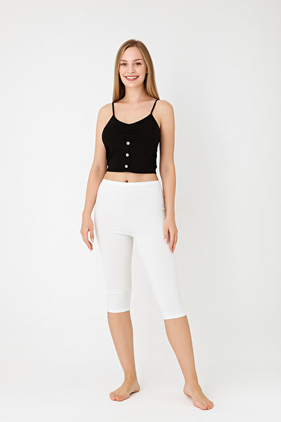 Altınay Women's White Capri Leggings (3 Pieces) – 90% Cotton