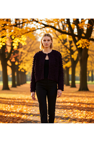 BENERLY Women's Textured Crew Neck Regular Fit Long Sleeve Knit Cardigan Offe...