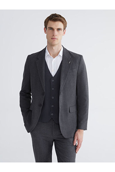 LC Waikiki Southblue Anthracite Standard Fit Wool Blend Men's Blazer Jacket