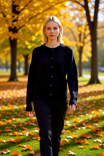 BENERLY سترة نسائية بياقة دائرية وأكمام منخفضة قصة فضفاضة قطعة من التريكو، مل...