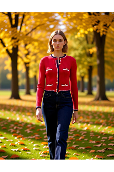 BENERLY Short-Cut Knitwear Cardigan Jacket Style Detailed Design Sports Compl...