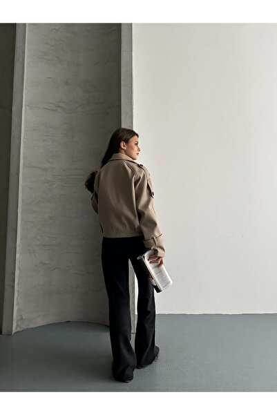 solena sln Women's Premium Mock Neck Cashmere Short Jacket