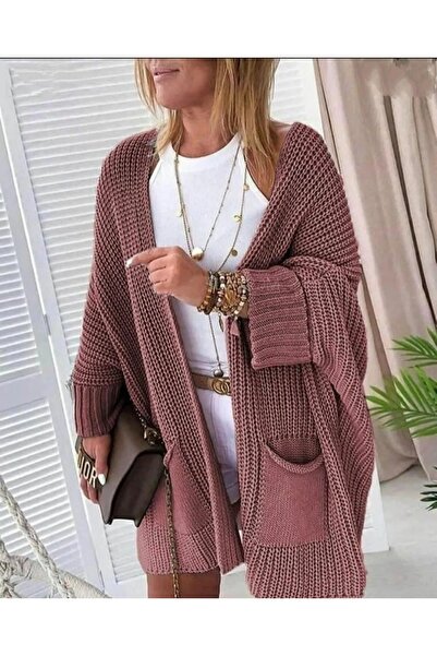 PURPLE FIRE BOUTIQUE Kadın Oversize Salaş Cepli Hırka