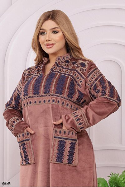 Lyaly aljlabyh "Royal" velvet winter jalabiya with full and intensive shield-...