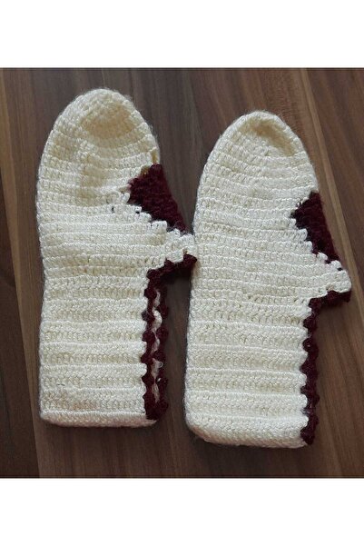 İyisini İstersen Women's Orlon Wool Yarn Handmade Knitted Patterned House Slippers Booties