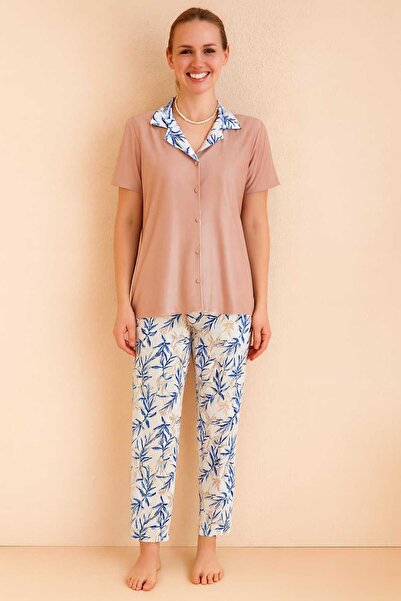 Mihra Short-Sleeved Shirt Collar Pajama Set