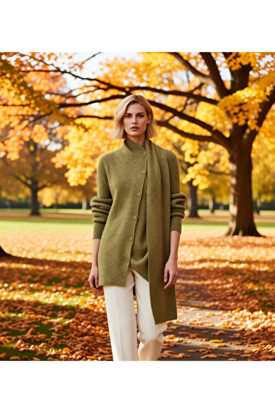 BENERLY سترة نسائية محبوكة بياقة وشاح وأزرار غير متماثلة، مناسبة لموسم الشتاء...