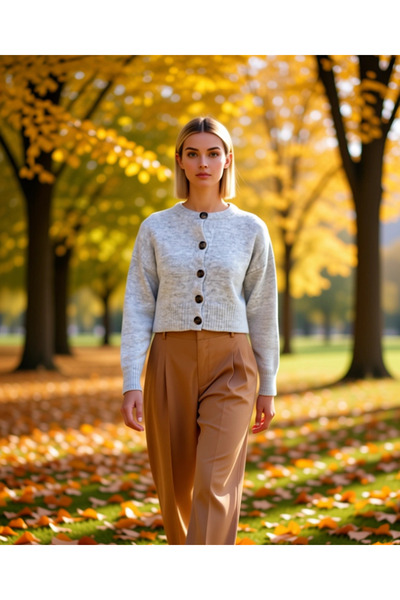 BENERLY Women's Oversized Button Crop Knit Cardigan Combines Soft Texture and...