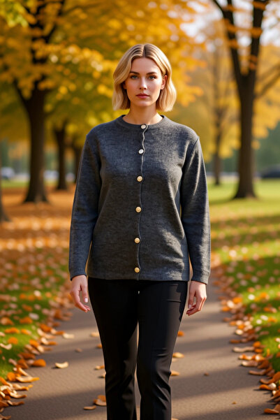 BENERLY Women's Buttoned Crew Neck Long Sleeve Regular Fit Knitwear Cardigan ...