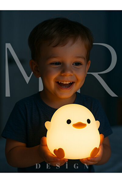MHR DESİGN Sevimli Duck Gece lambası Pilli Sarı ışık 10 cm Sert plastik ( On-...