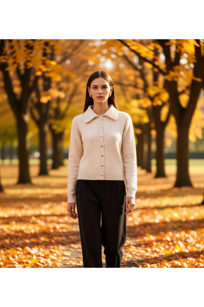 BENERLY سترة نسائية كاجوال بتفاصيل دانتيل وياقة بولو وأكمام طويلة، تصميم مريح...