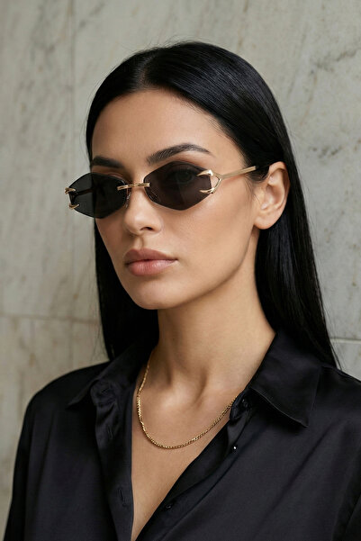 Kapin Auroven Çerçevesiz Pençe Detaylı Metal Tasarım Kadın Güneş Gözlüğü - siyah