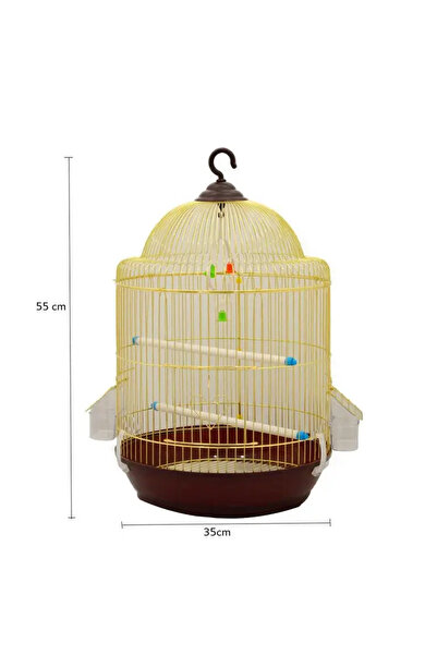 Bird's Round metal birdcage, gold color