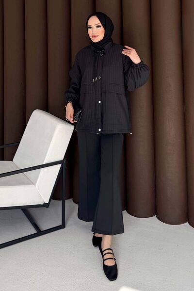 Melike Tatar Quilted Zippered Jacket Black 3720