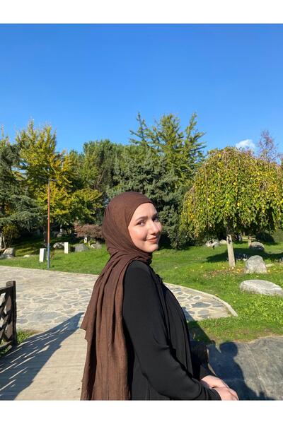 de LUNA Havana Tesettür Kadın Bambu Kraş Şal - Acı Kahve