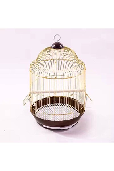 Bird's Round metal birdcage, gold color