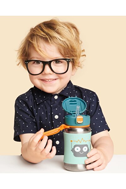 Timboxstore Skip Hop Stainless Steel Water Bottle with Straw 350 ml Robot