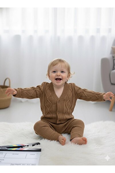 zavera for kids Unisex Baby Knitted Detailed Knitwear Double Set - 100% Organic Cotton