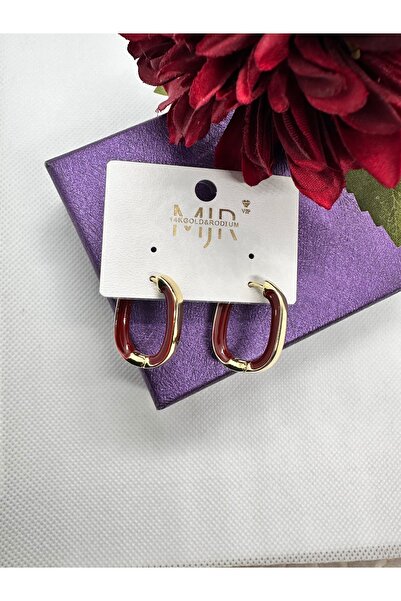 mjr elegance Bordo Minelli Gold Detail Steel Earrings