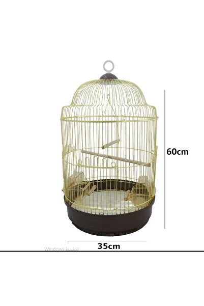 Bird's Round metal birdcage, gold color