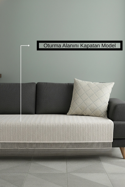 Senpai غطاء أريكة ناتورالوكس من القطن البوهيمي يغطي مقعد الأريكة وسرير الأريكة القابل للتحويل إلى سرير |   100x210 رمادي فاتح