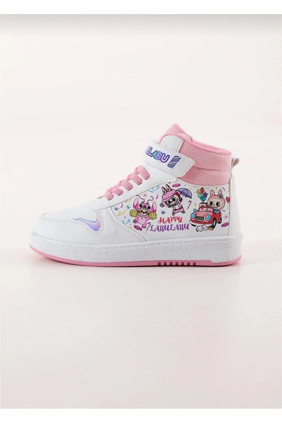 ŞAH Labulabu Pro-Star Girls' Printed Luminous High-Top Sneakers - Velcro, Non-Slip Sole