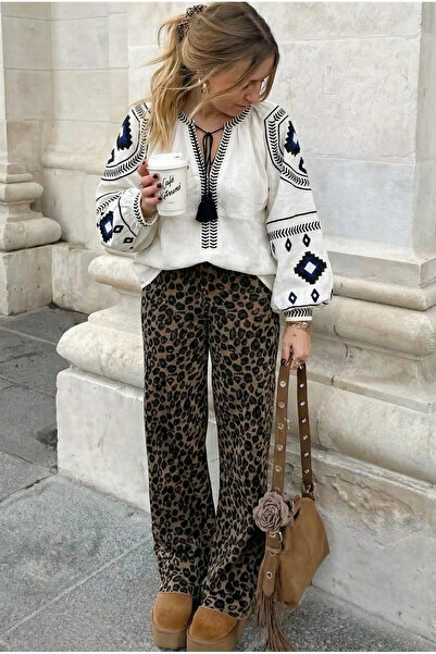 FEMELLE Жіноча біла сорочка з бавовняної тканини з вишивкою та бахромою