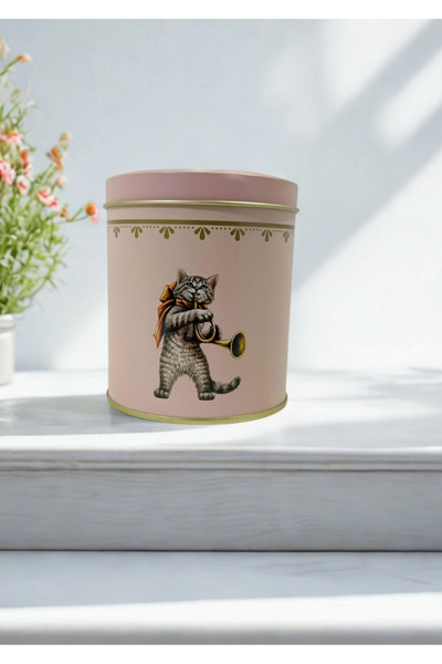 Mutluluk Kutunda Var صندوق تخزين معدني من كات مطبوع