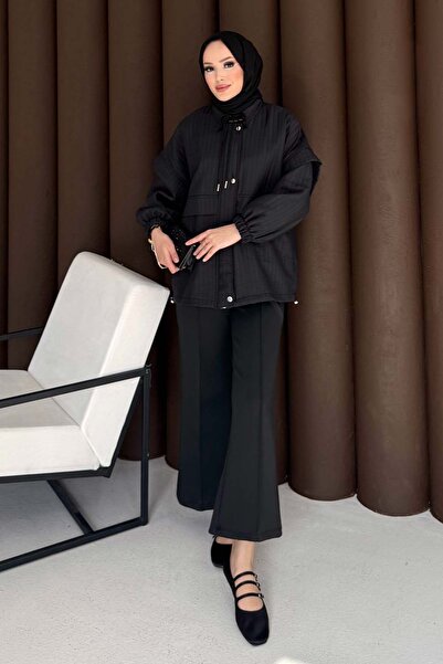 Melike Tatar Quilted Zippered Jacket Black 3720