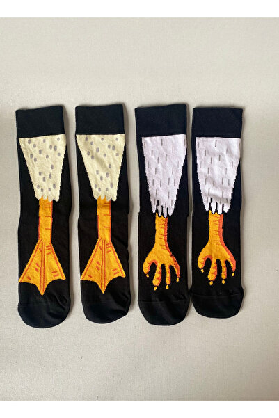 CARNAVAL SOCKS 2’li Kuş Ayağı Desenli Unisex Soket Çorap Seti – Ördek & Kuş Pençesi Tasarım (1 Çift + 1 Çift)