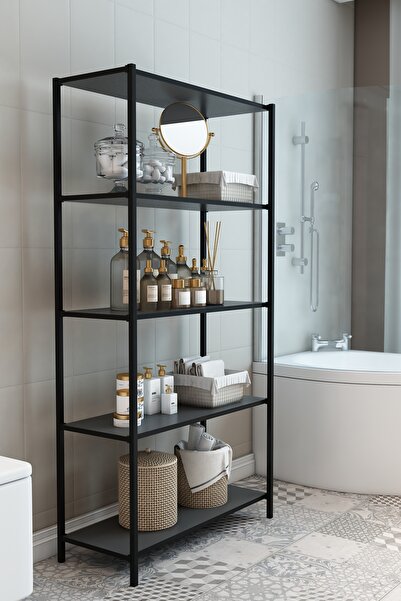 DEKOZUM SCARLET Banyo Rafı Çok Amaçlı Banyo Dolabı Dekoratif Raf ANTRASİT