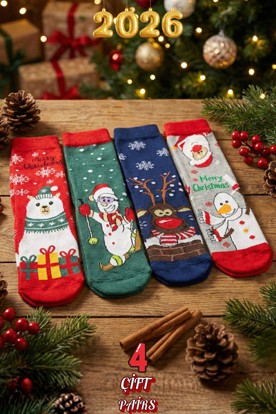 stellare 4 Pairs of Colorful Women's Christmas Socks – Fun Christmas Design Gift Set