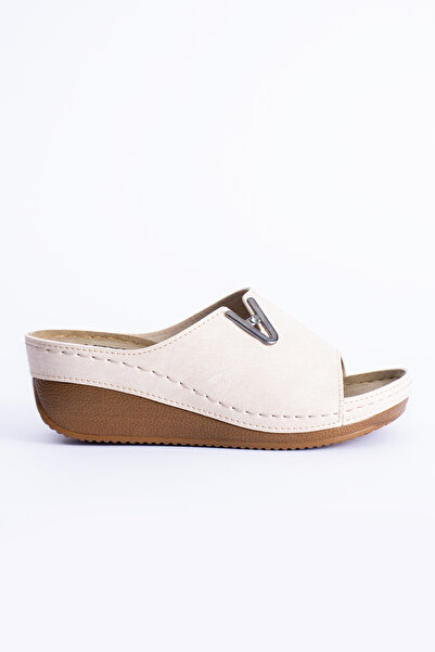 Polomia Comfort Noemi Women's Anatomical Comfortable Padding Sole Buckle Accessory Detailed Summer Home Daily Slippers