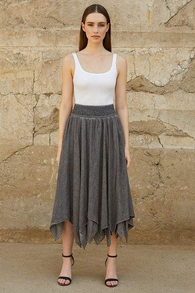 AGORATEKSTİL Women's Asymmetrical Lined 100% Cotton Witch Skirt