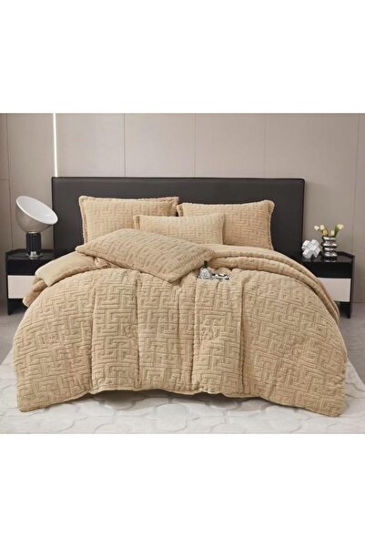 alzawia 6-piece velvet and fur double bedspread