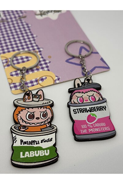 Luxmon Set de brelocuri duble din lemn, cu design Labubu