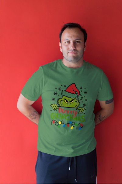 MVRDAR Tricou de Craciun unisex din 100% bumbac pentru femei si barbati
