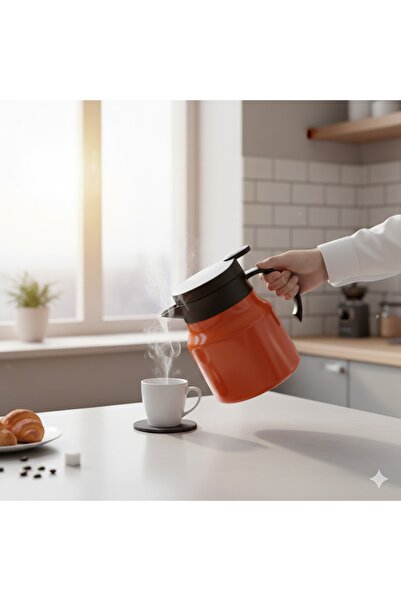 Generic Thermal Coffee/Tea Pot with Strainer, 27 oz, Orange