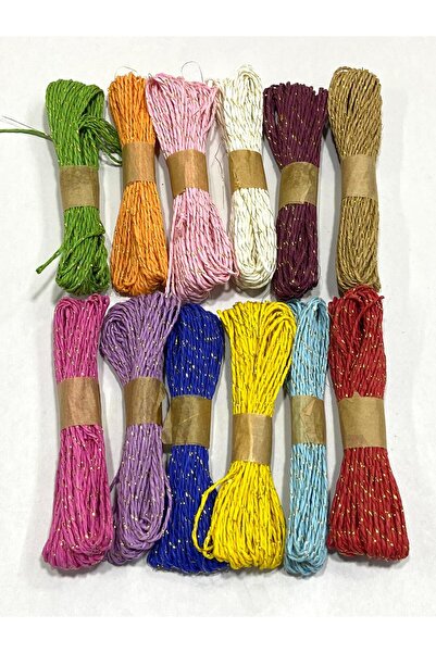 karantuhafiye Paket İpi / Kağıt ip / Süsleme İpi / Dekoratif İp / 12 adet 10 ...