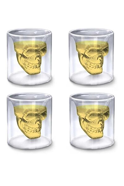 mr shopping Mr Skull Shot Glass Skull Design Heat Resistant Double Layer 75 Milliliters