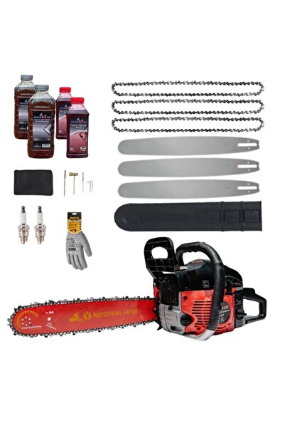 Campion SUPER Package: 8.5 HP MOTOYAMA JAPAN Petrol Chainsaw (58cc) + 3 Chains, 3 Bars & Accessories