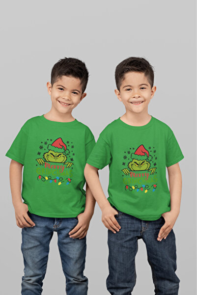 MVRDAR Tricou de Craciun pentru copii cu Grinch si personaje festive
