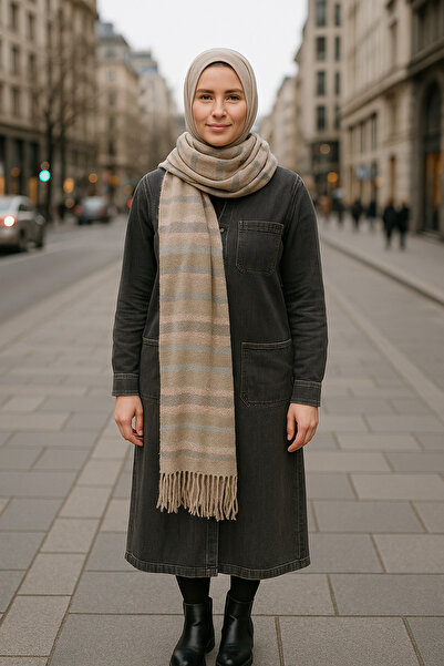 Saria Moda Soft Textured Plaid Thick Shoulder Shawl