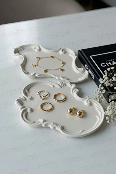 CYMZ HOME Where Heart Meets Handmade 2'li Dekoratif Tepsi, Dekoratif Tabak, T...