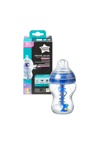 tommee tippee Biberon Tommee Tippee, Antic-colic, cu sistem de ventilatie, Albastru, 260 ml, +0 luni