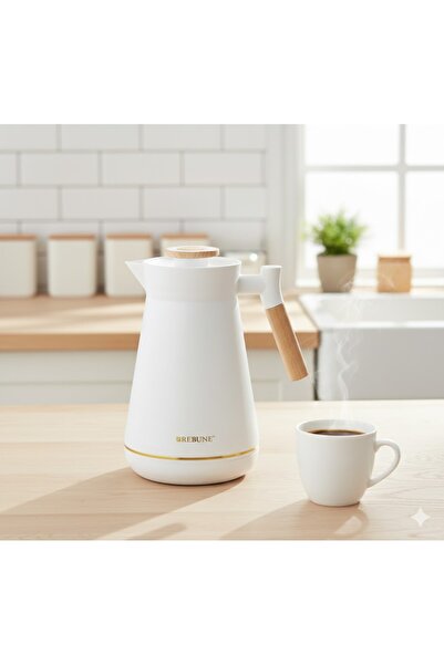 rebune Ribbon Tea & Coffee Thermos, White, 1 L